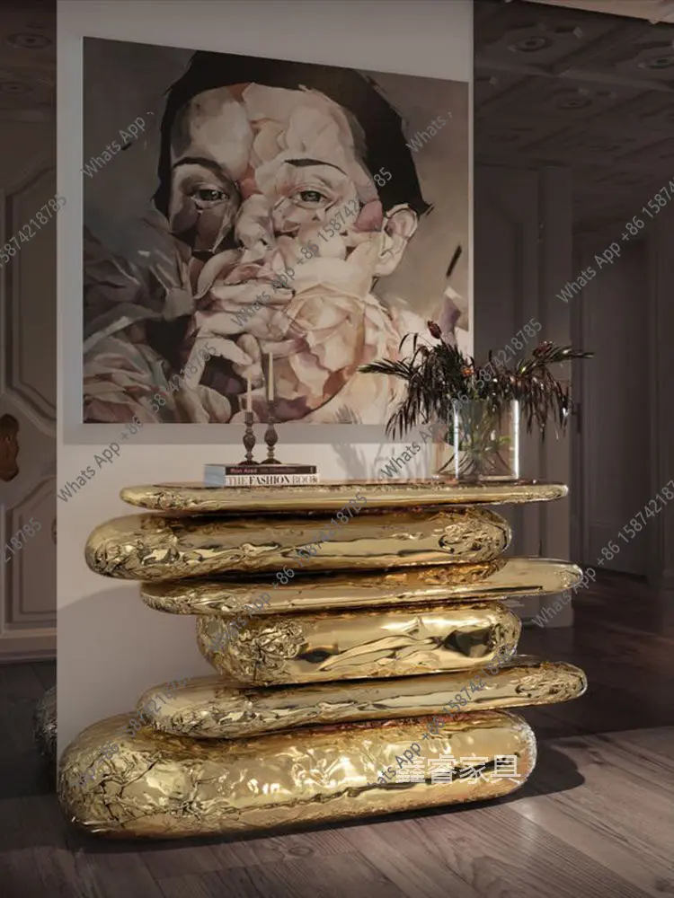 J Italian Light Luxury Xuanguantai Villa Model House Designer Irregular Wall Decoration Table Fashion