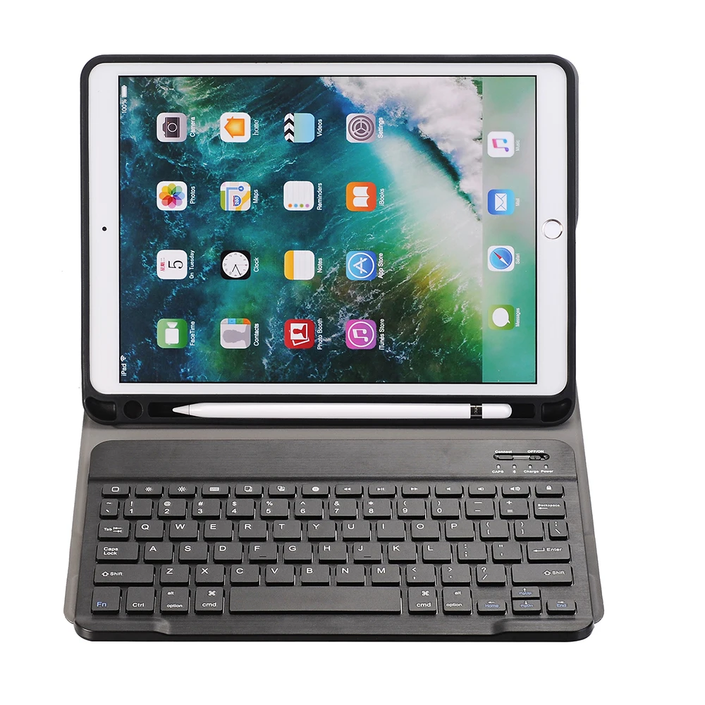 2-in-1 Bluetooth Keyboard with Removable Leather Stand Protective Case and Pen Slot for iPad Pro 10.5-inch (2017)