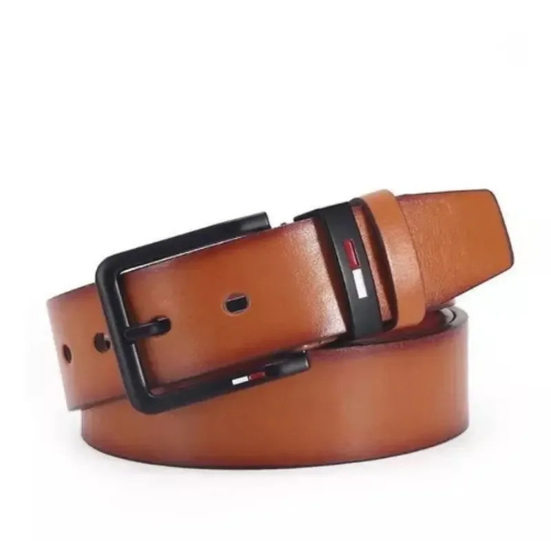 Men's PU Leather Alloy Pin Square Buckle Belt BusinessLeisure Belts 2023 Fashion Black Coffee Brown WaistBelts for Men