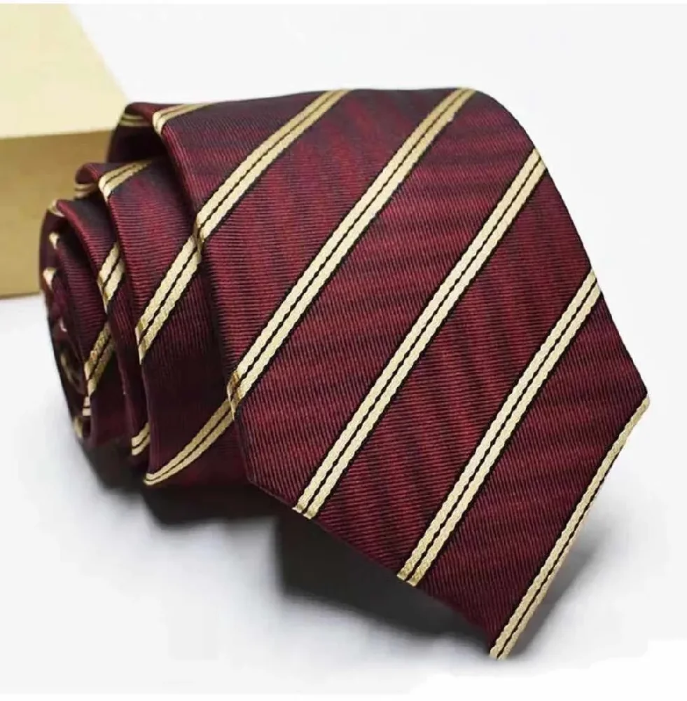 Men's 100 Silk Tie Cravat Neckerchief Wedding Business Casual Necktie Striped Red High density Waterproof