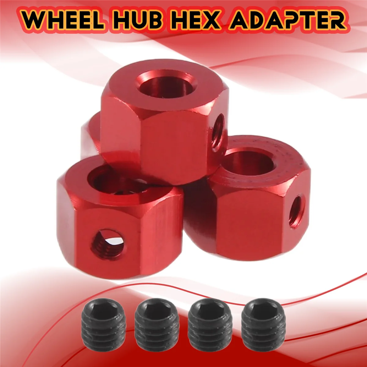 BAAA-4PCS 5 مم إلى 12 مم محول سداسي لمحور عجلات معدني لـ WPL D12 C14 C24 B14 B16 MN D90 D91 RC أجزاء ترقية السيارة، أحمر
