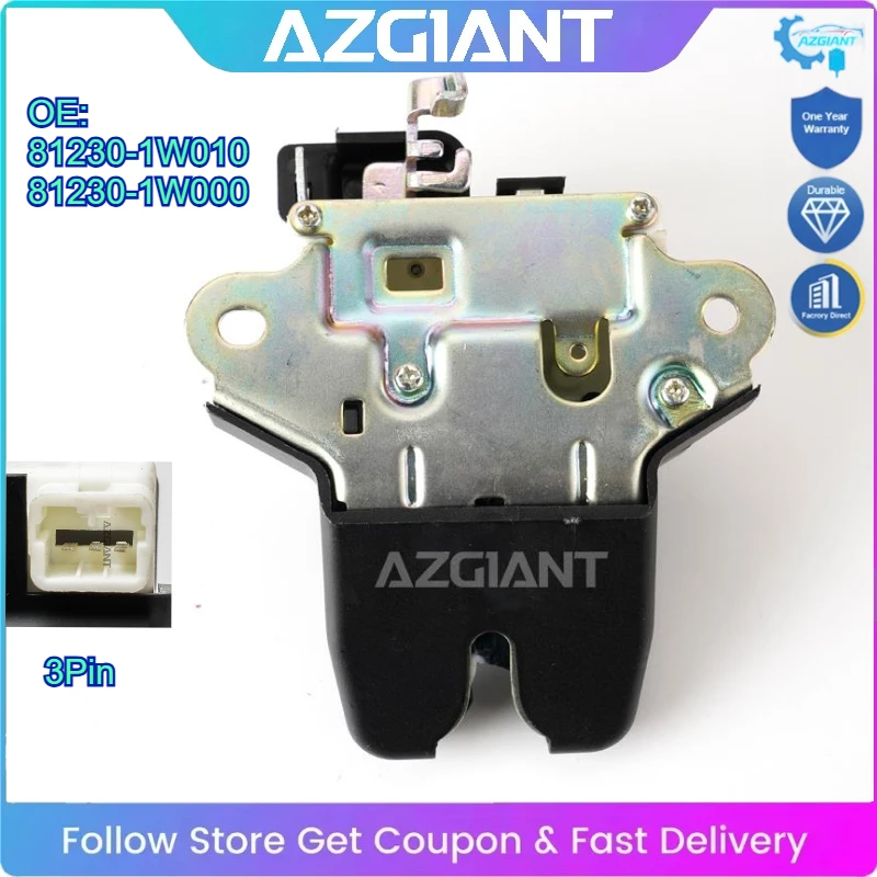 

AZGIANT for 2012-2017 Kia Rio Sedan Car Rear Trunk Lid Tail Gate Latch Lock Actuator 3Pin 81230-1W010 81230-1W000 Durable