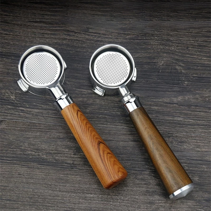 커피 바텀리스 포타필터, Delonghi Dedica ec680 ec685 용, 단단한 나무 손잡이 교체 필터 바구니 커피 도구