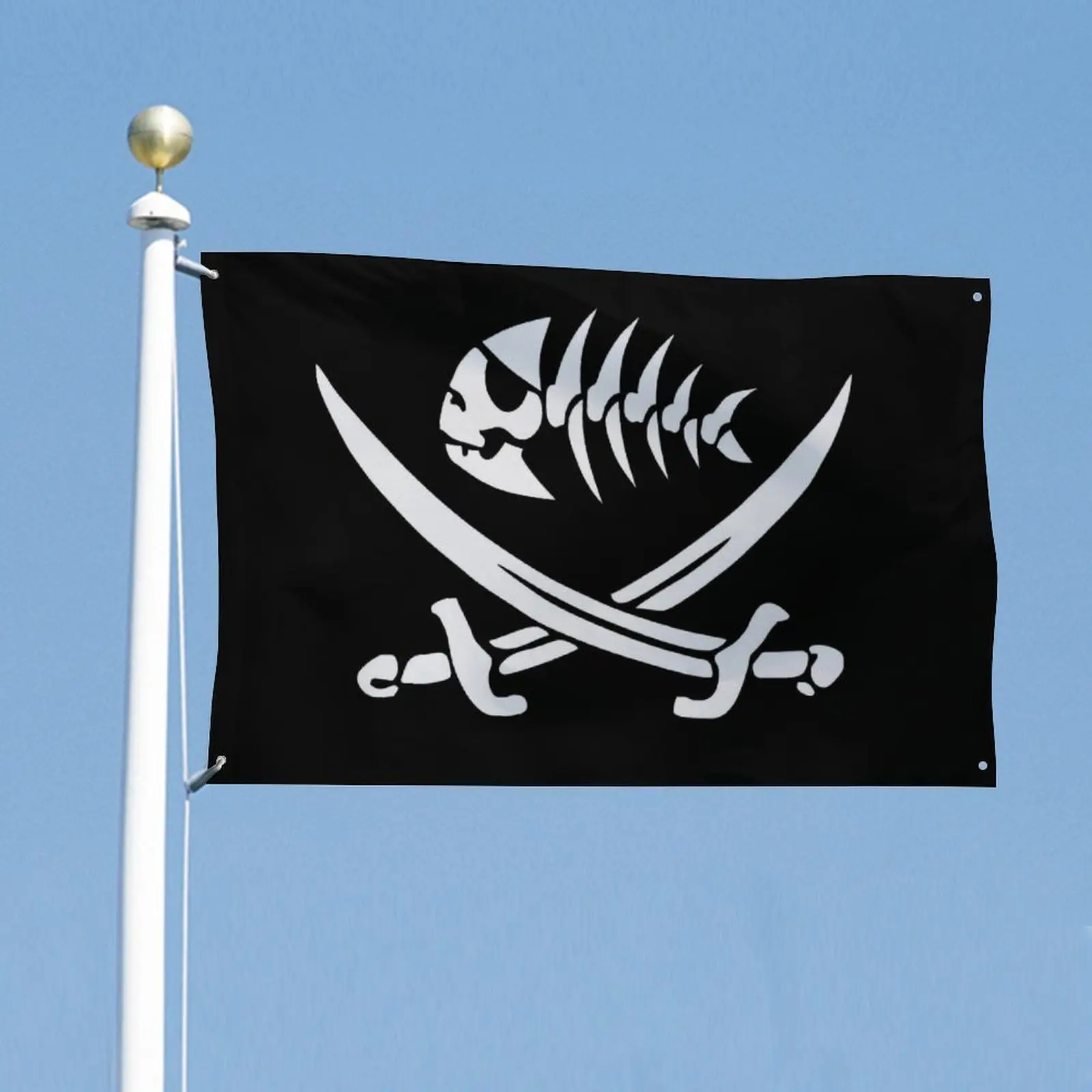3X5Ft Flag Pirate Fish With Sabers Banner Outdoor Decor Decorative Home Objects Funny Flags for Bedrooms Tapestry Barber Shop