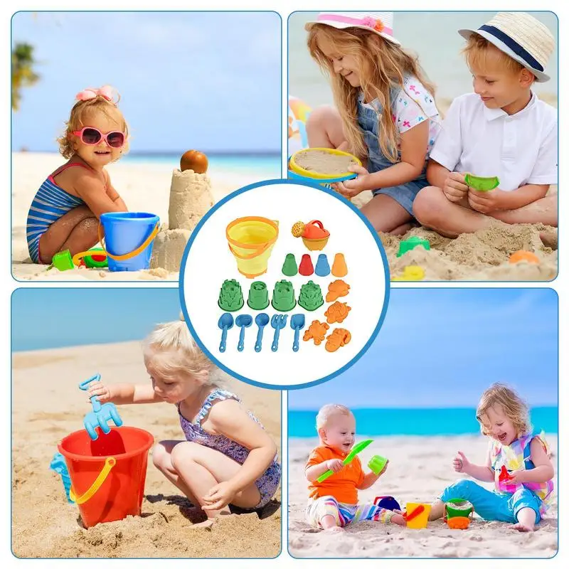 Sandcastle Building Kit Sand Pit Toy Beach Set Animal And Castle Shape Sand Toy Set 20Pcs Dig Stack Carve Build Sandcastles