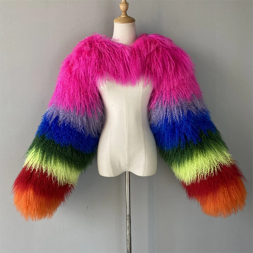 Jaxmonoy Reale Mongolo Cappotto di Pelliccia di Pecora di Colore Solido Soffici Maniche di Pelliccia Autunno Inverno Nuovo Design Mongolo Cappotti di Pelliccia Femminile 2025
