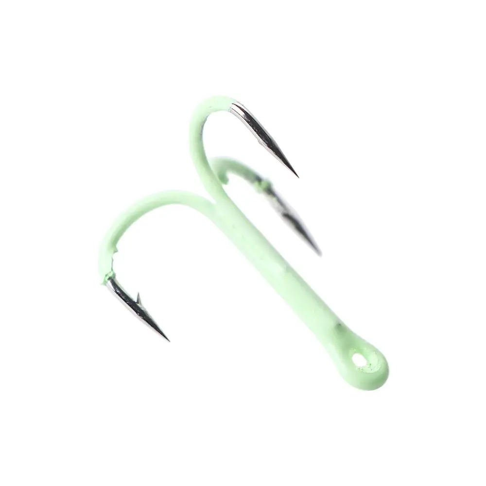 Sharpened 2# 4# 6# 8# 10# 10PCS/Lot Barbed Hook Glow In Night Luminous Treble Hooks Treble Hooks Luminous Fishing Hooks