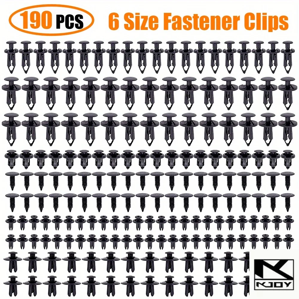kkjoy 190PCS Plastic Fastener Clips 6 Sizes Mixed Design for Interior Trim suit for all vehicles