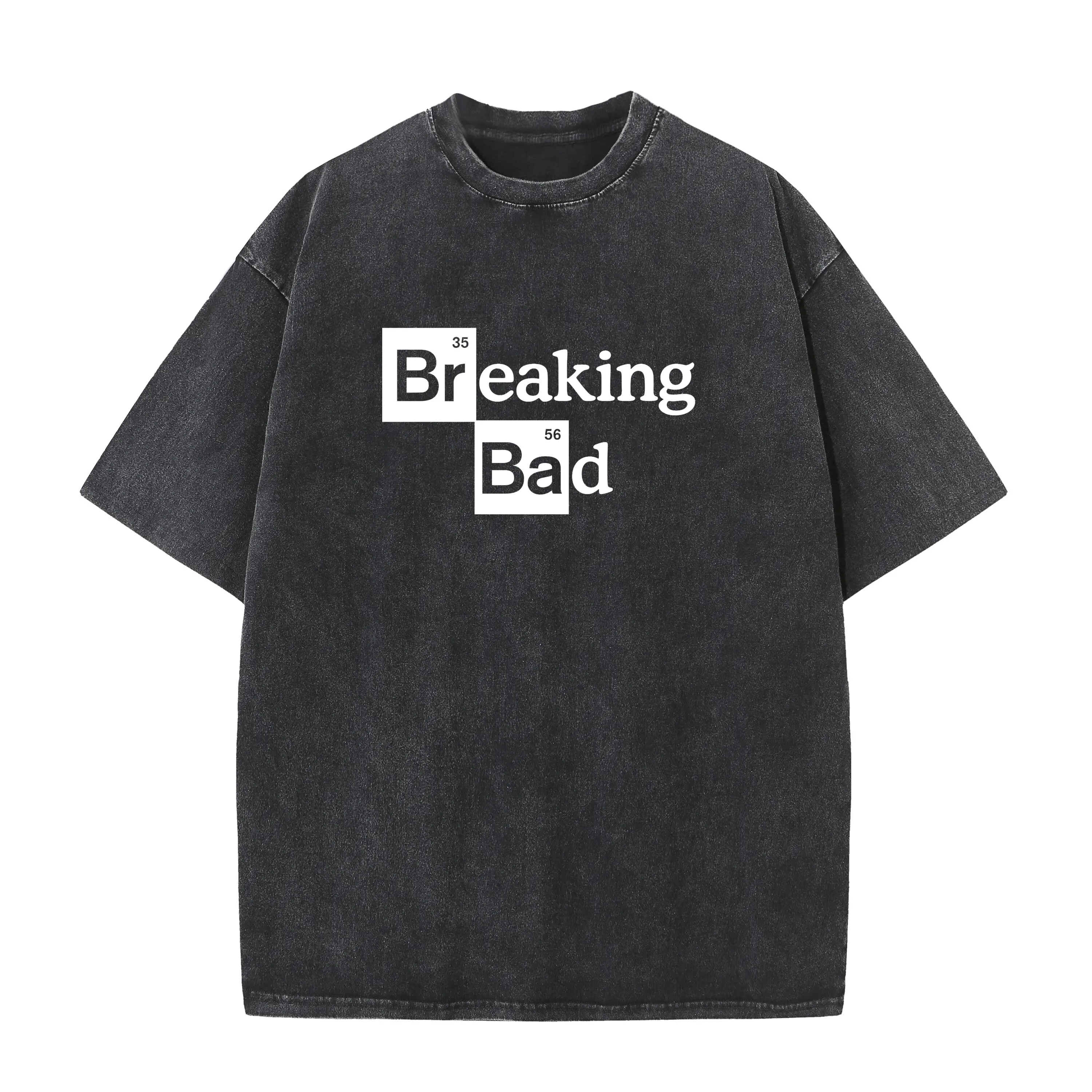 Popular TV Series Washed T shirt Breaking Bad Solid Color Print Tops Streetwear Men Sport Heisenberg Tee