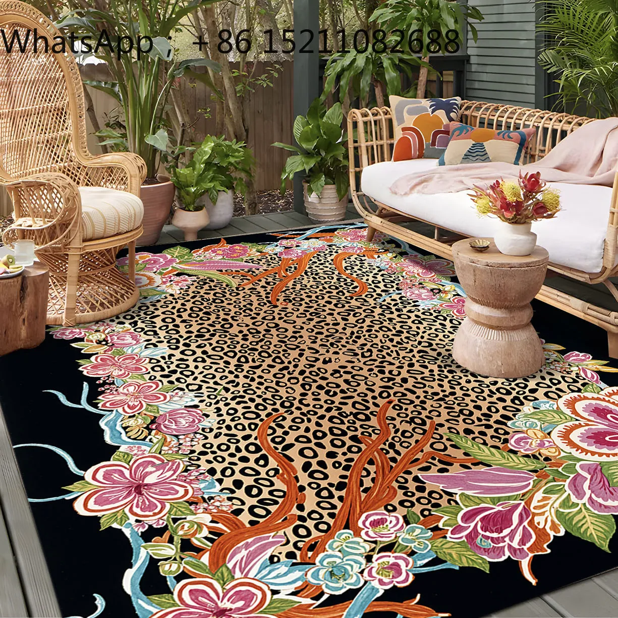 SCY medieval style leopard print living room carpet light luxury high-end sofa coffee table large carpet bedroom bedside blanket