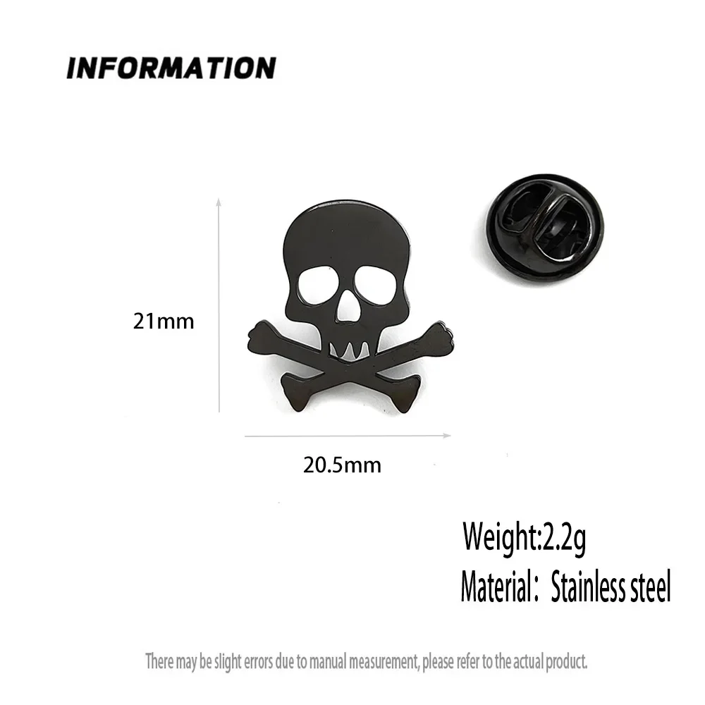 fashion Danger Sign Brooch men Stainless Steel skull Hip Hop Rock Style Jewelry Accessory 3 Color Gold Plated Lapel Pin