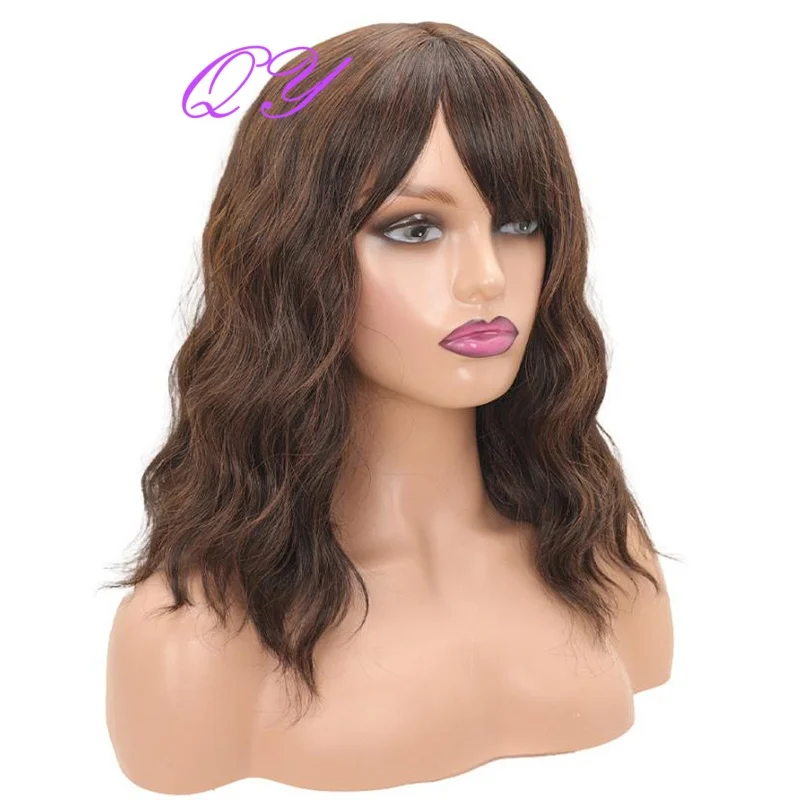 Synthetic Shoulder Length Loose Wave Pink Wig - Cute Fringe for a Youthful Look, Perfect for Women Party & Daily  Cosplay Use