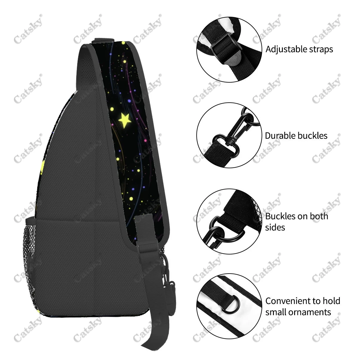 Star Men\'s casual slanted shoulder bag chest bag large capacity printed sports storage women crossbody bag