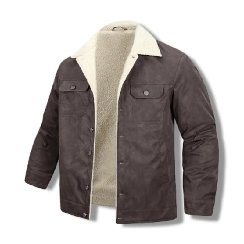 Winter Men Warm Fleece Casual Jacket Man Lapel Formal Business Jackets Male Work Multi Pocket Windbreaker Outerwear Parka Jacket