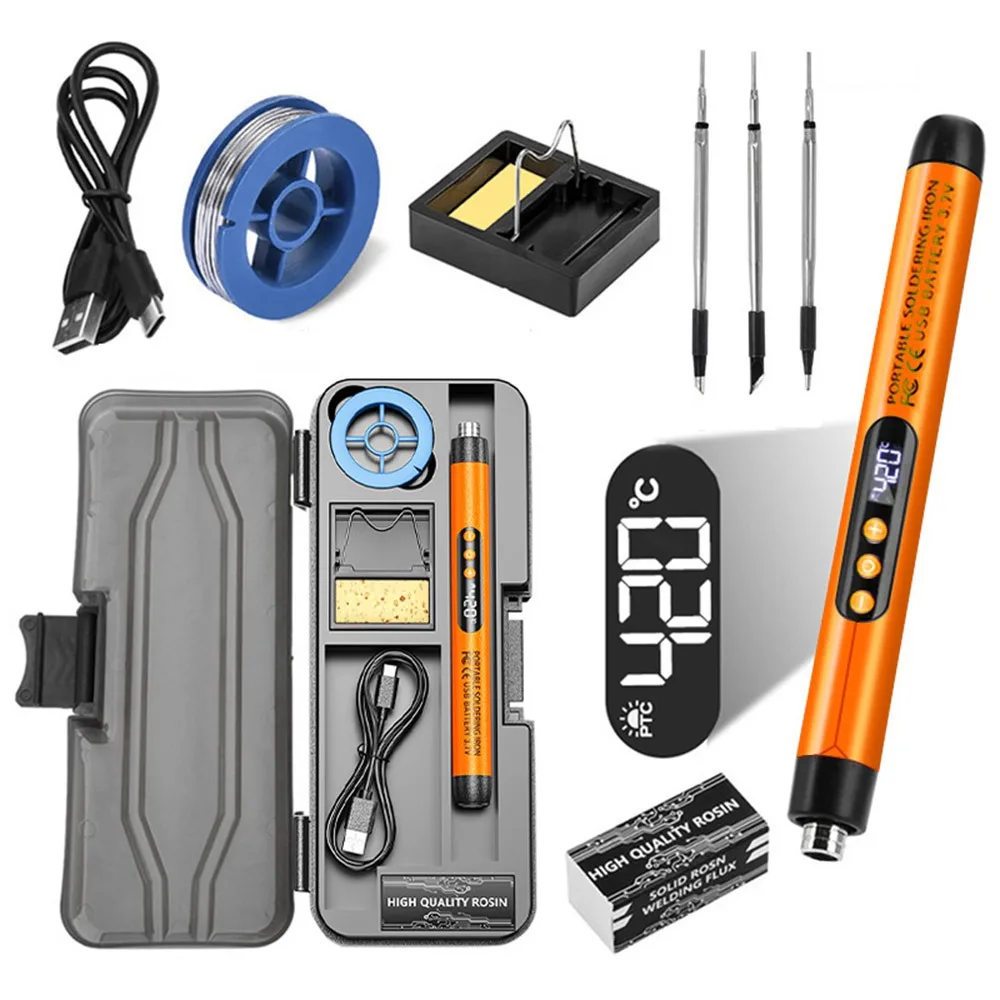 

LED Digital Display Electric Soldering Iron Set Adjustable Temperature Fast Heating Welding Heating Pen Rechargeable