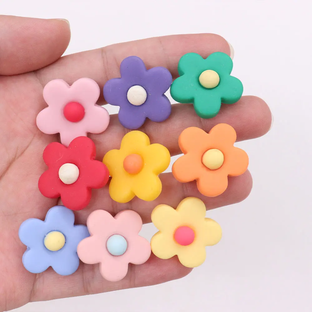 9pcs/set Colored Resin Flowers Women Shoe Buckle Fit Wristbands DIY Charms Decorations Hole Kids Shoes Ornaments