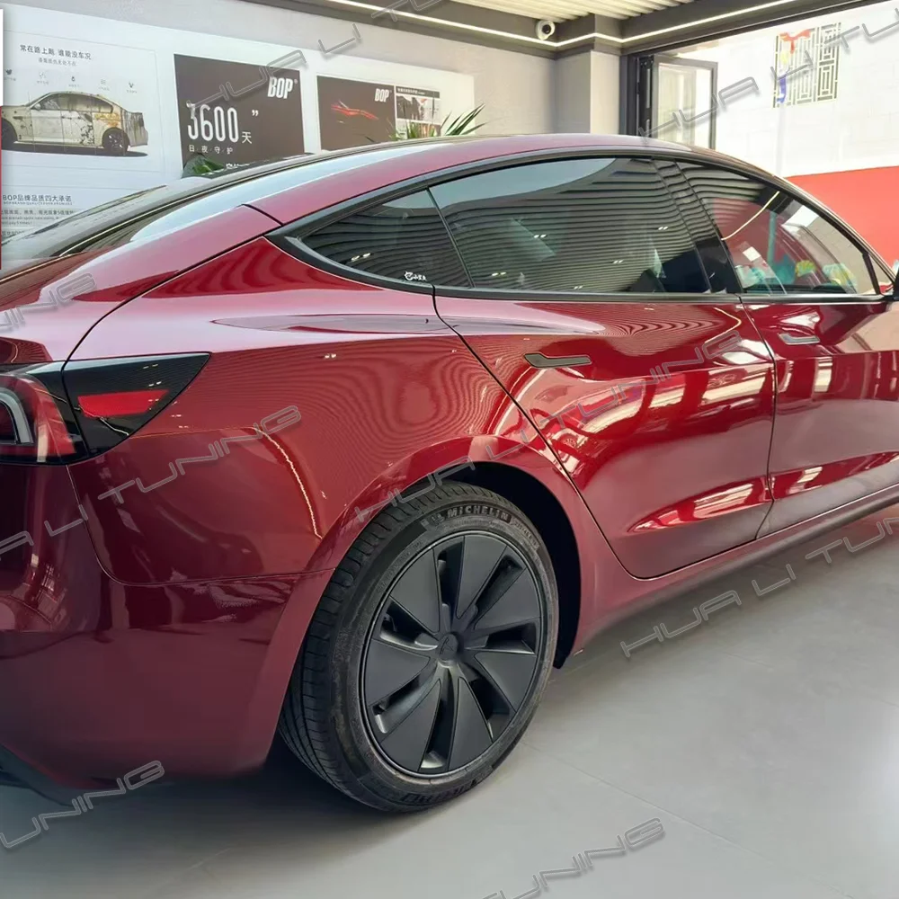 Car Wrapping Vinyl Film For Tesla Model 3 Highland 2024 or Universal Auto PET Liquid Red Highest quality Scroll Wrap up