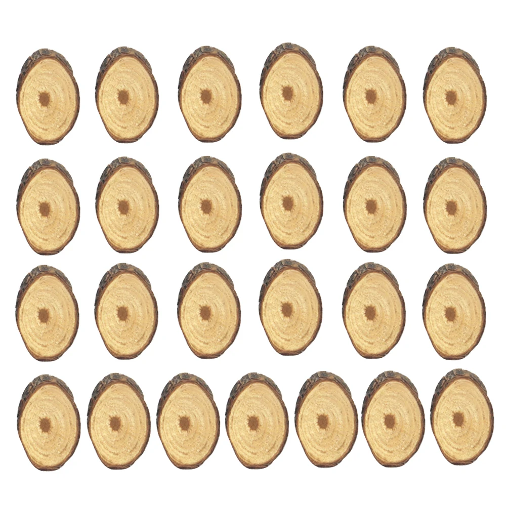 25Pcs Oval Wood Slices Premium Material Smooth Touch DIY Handcraft Decorations Wooden Cutouts for Camps Schools Birthday Party