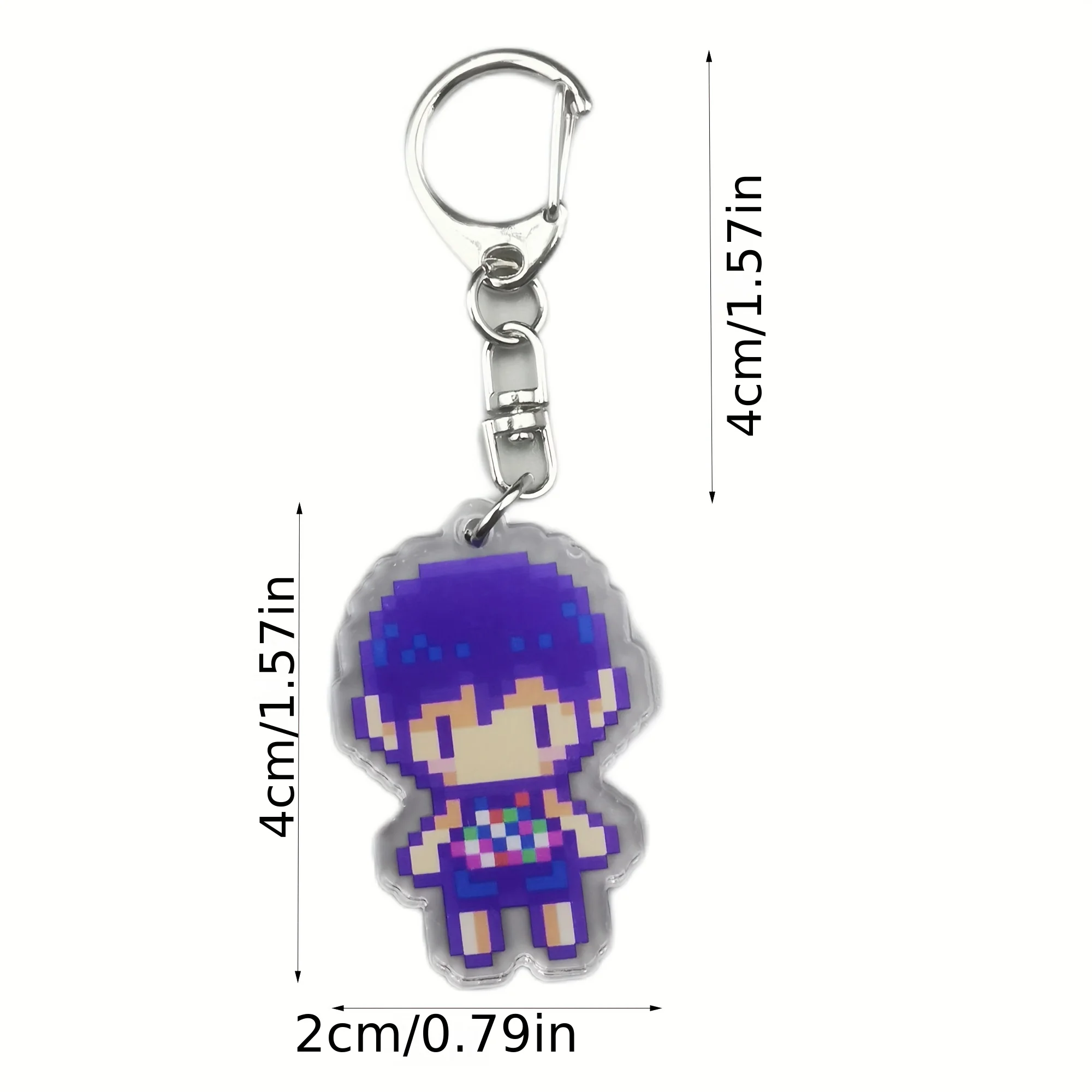 2D Flat 1pc/6pcs Cool Anime Pendant Pixel Acrylic Keychain for Men, Ideal Choice for Gifts