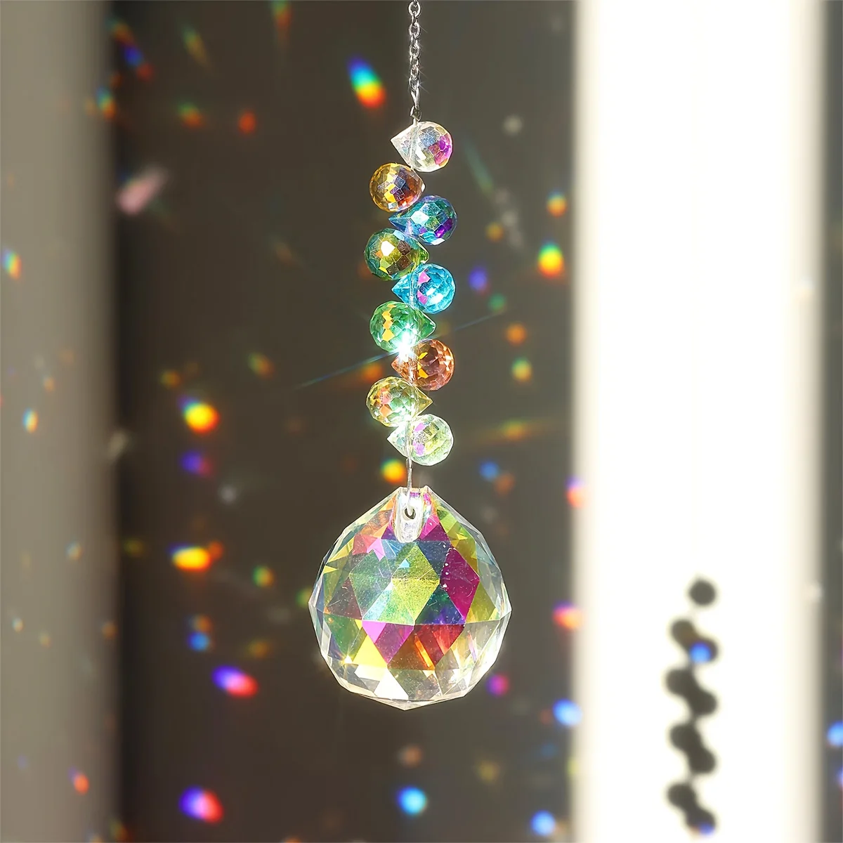 1Pc Crystal Hanging Ornament, Strawberry Bead Crystal Ball Hanging Ornament, Prism Sun Catcher, Home Decoration, Outdoor Gardening Hanging Decoration, Crystal Prism, Car Rearview Mirror Hanging Ornament, Suitable for Christmas, Halloween, Thanksgiving, Valentine's Day, Birthday Gifts, Wedding Party Decoration.