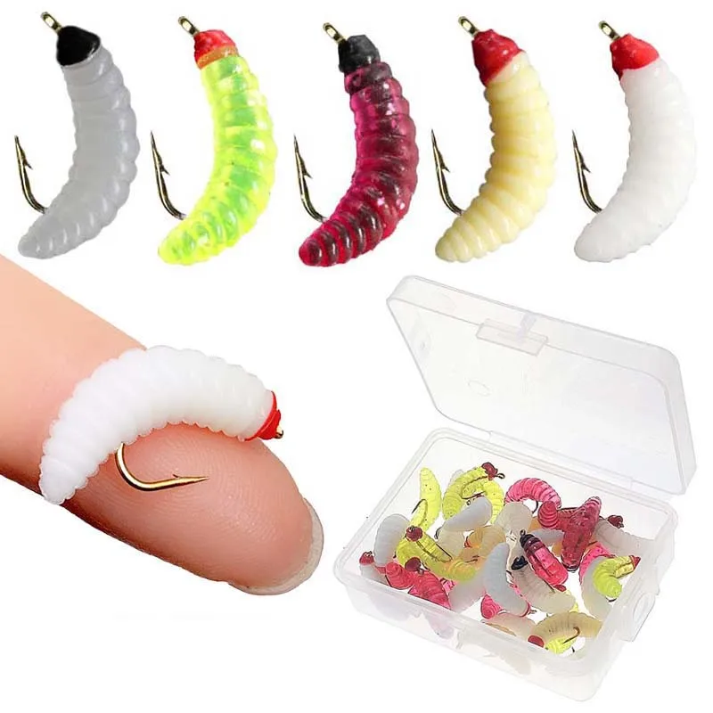 5/10/20 Stück Made Fliegenfischen Nass Forelle Fliegen Wurm Köder für Forelle Barsch Bass Fishing Fliegen Insekten Köder