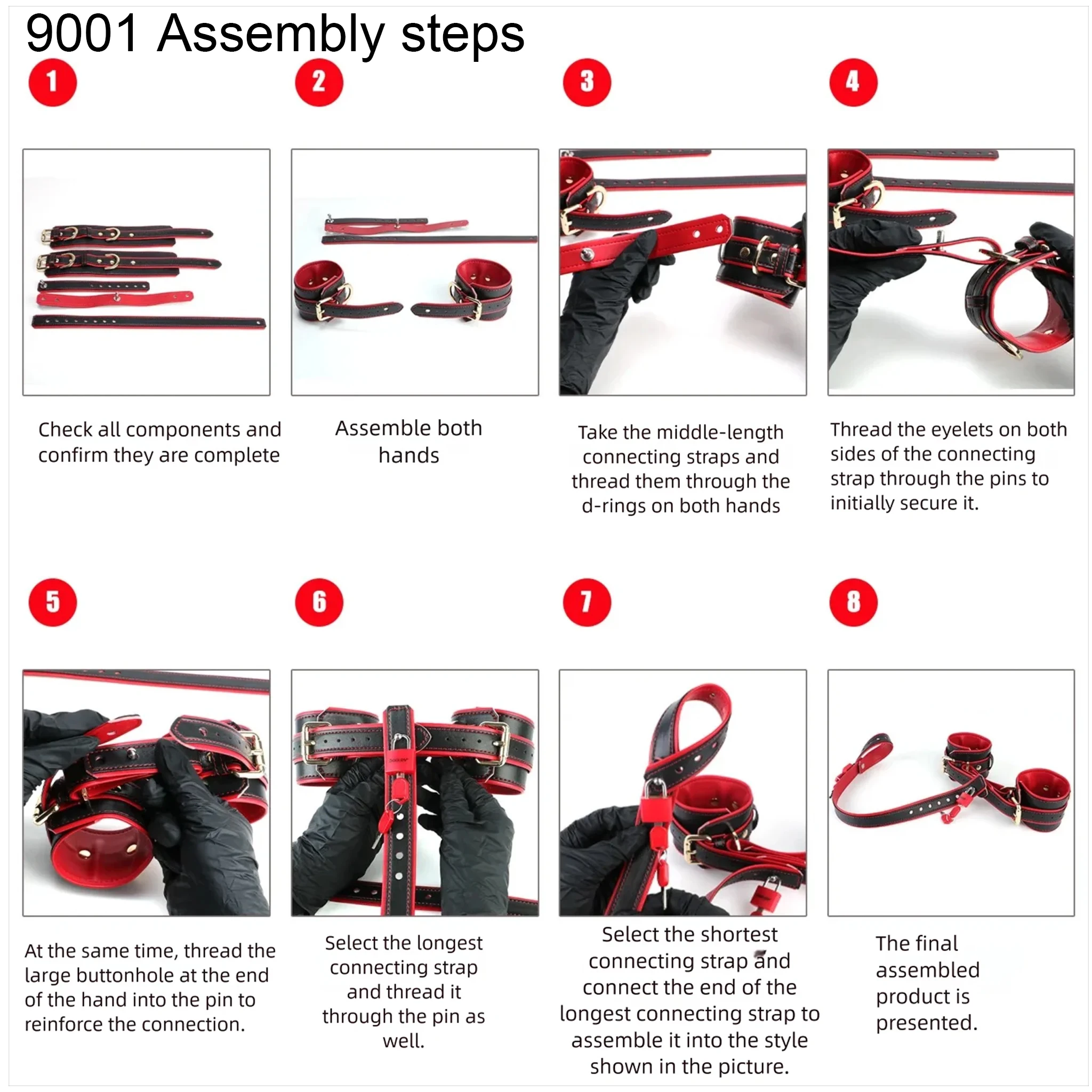 QKKQ Mikrofaser Schulter Handgelenk Zurückhaltung Handschellen Band Sexy Cosplay Spiel Bindung Körper BDSM Slave Männliche Hoden Bondage Strap