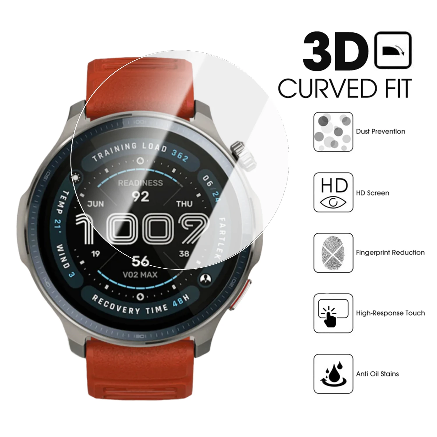 Amazfit Balance 2 用の簡単に取り付けられるスクリーンプロテクター Amazfit Balance 2 用 9H 硬度強化ガラス時計保護フィルム