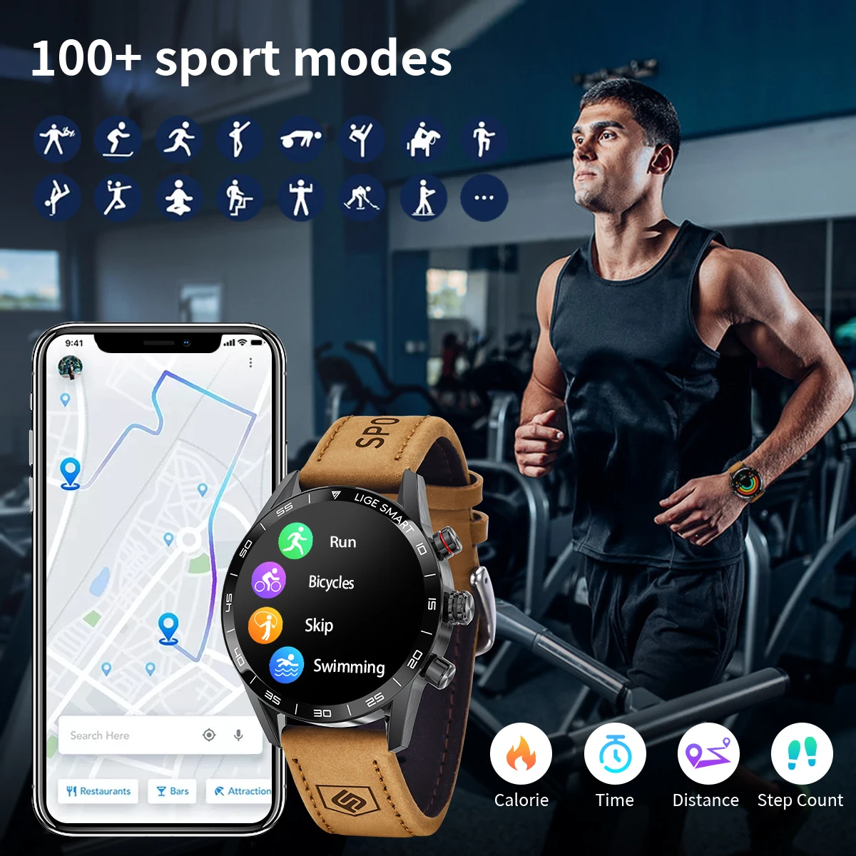 LIGE ใหม่สมาร์ทวอท์ชผู้ชายผู้หญิงบลูทูธโทรกีฬาฟิตเนสนาฬิกา Heart Rate Monitor เสียงเพลงกันน้ําธุรกิจ Smartwatch