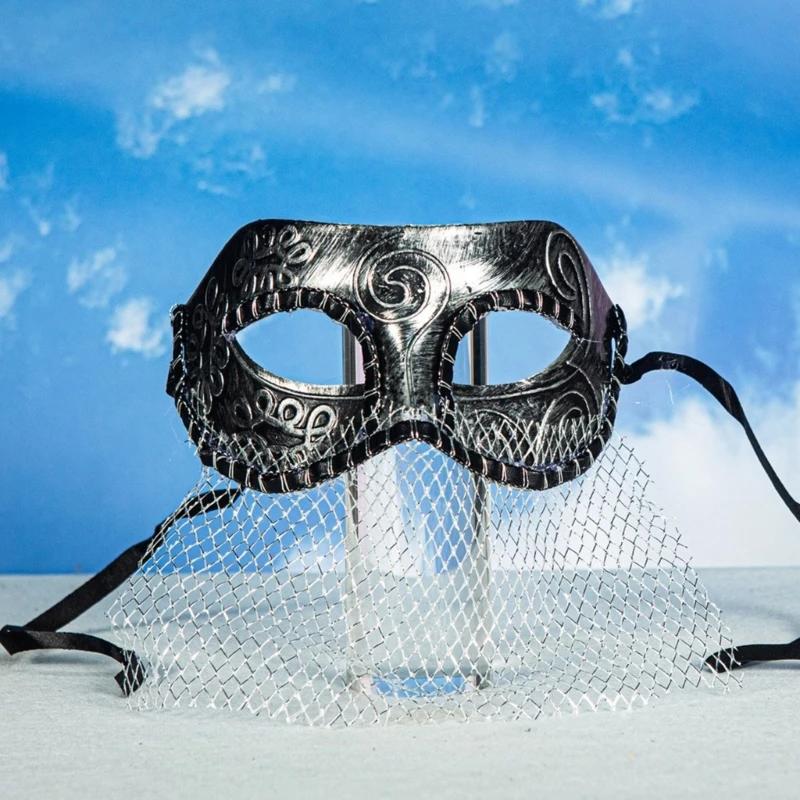 

Lace Net Masquerade Mask Half Face Mask for Men Halloween Knight Cosplay Mask Masquerade Decoration Mask For Photography