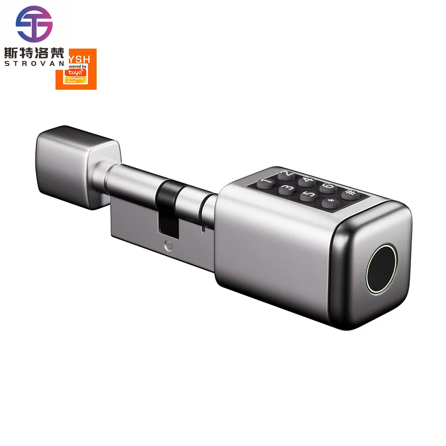 STLF Euro Standard Smart Cylinder With Tuya Blue Tooth App Adjustable Cylinder Size Electronic Password Card Key Smart Lock