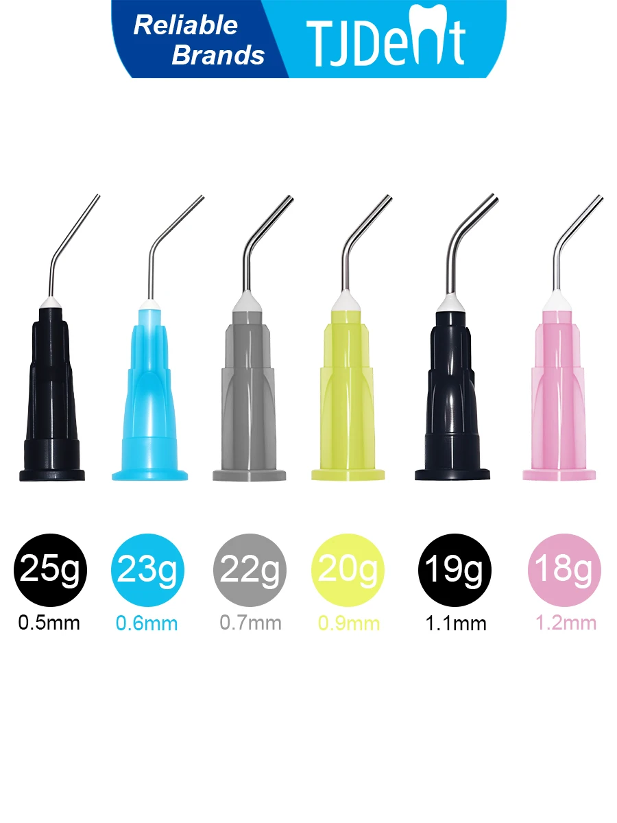 TJDent 100 teile/beutel Einweg Vor Gebogene Nadel Tipps Dental Flow Dichtstoff Ätza Verbund Harz Applikator Lieferung Spritze Spitze