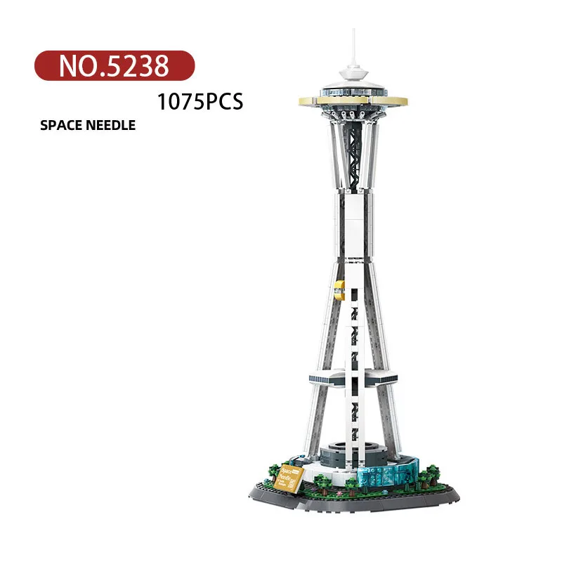 Creative Construction America Famous Modern Landmark Architecture Block Model Seattle Space Needle Building Brick Toy Collection