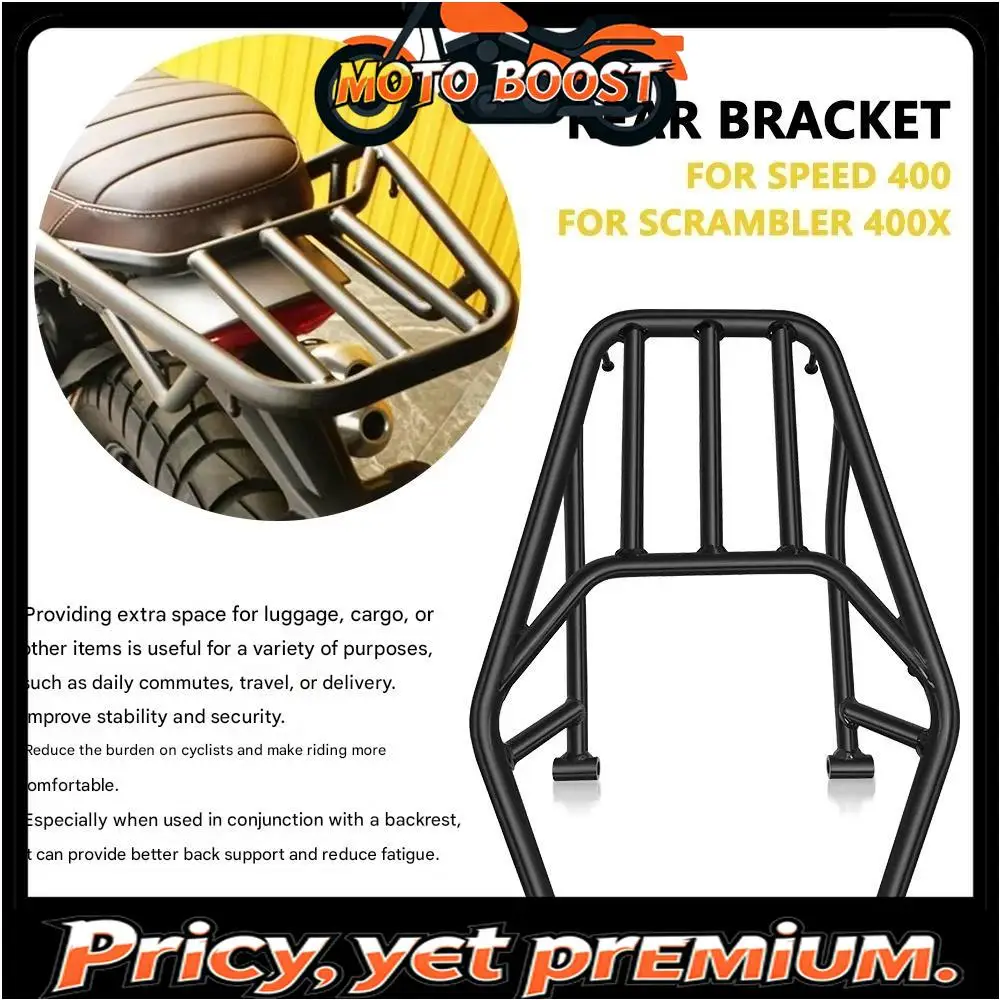 

Compatible For Triumph Scrambler400 and Speed400 modification parts: rear rack, tail box rack, tail bag rack, rear tail rack