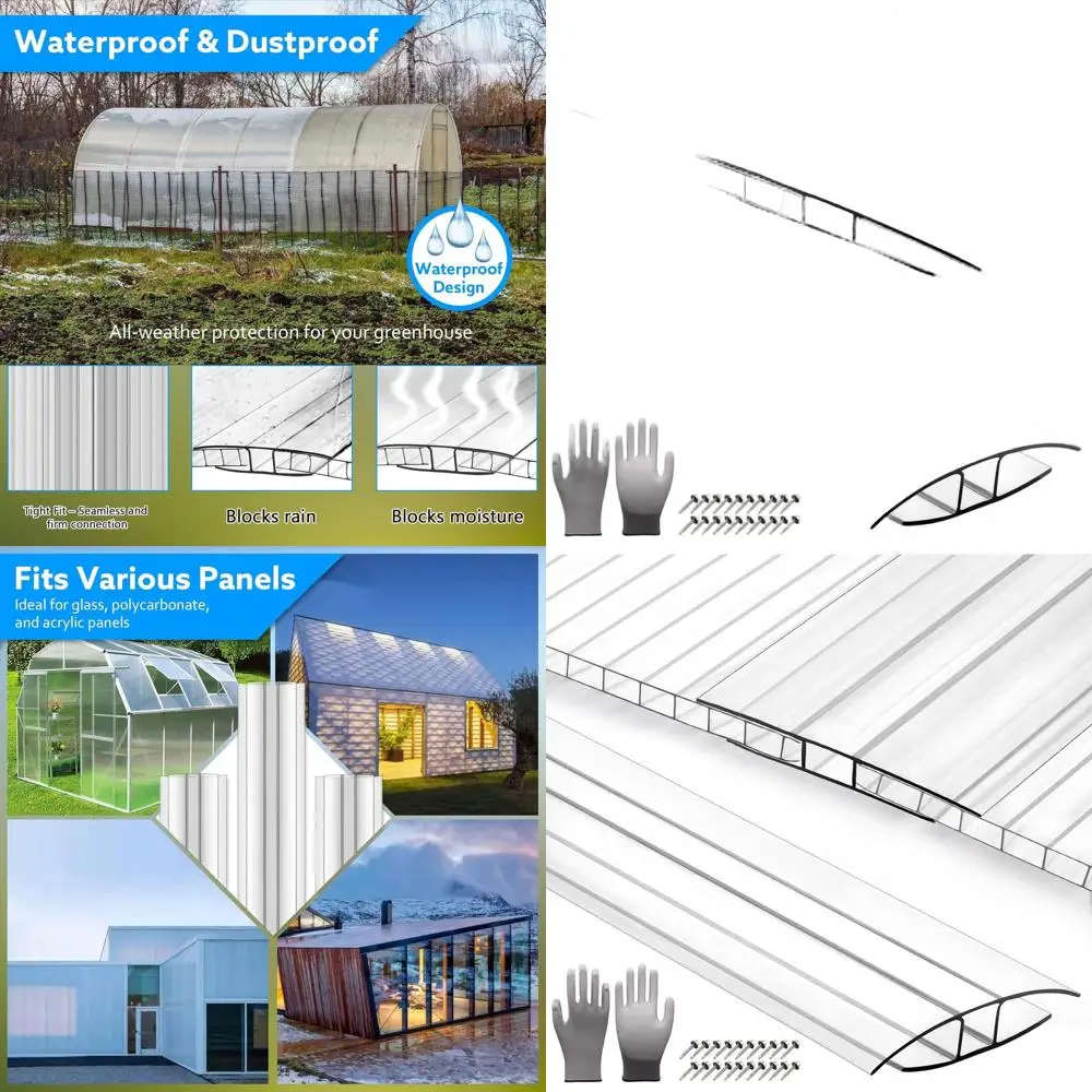

20-Pack Heavy-Duty H-Channel Joiners for 4t Poly Greenhouse Panels, Weatherproof, 40 Screws & Gloves Included