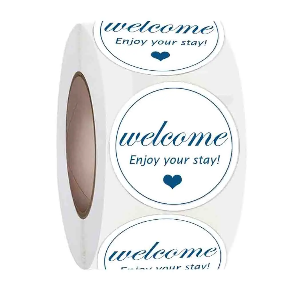 Hotel and Motel Welcome Stickers 2 Inch Welcome Enjoy Your Stay Key Cards Label Stickers 500 Pcs