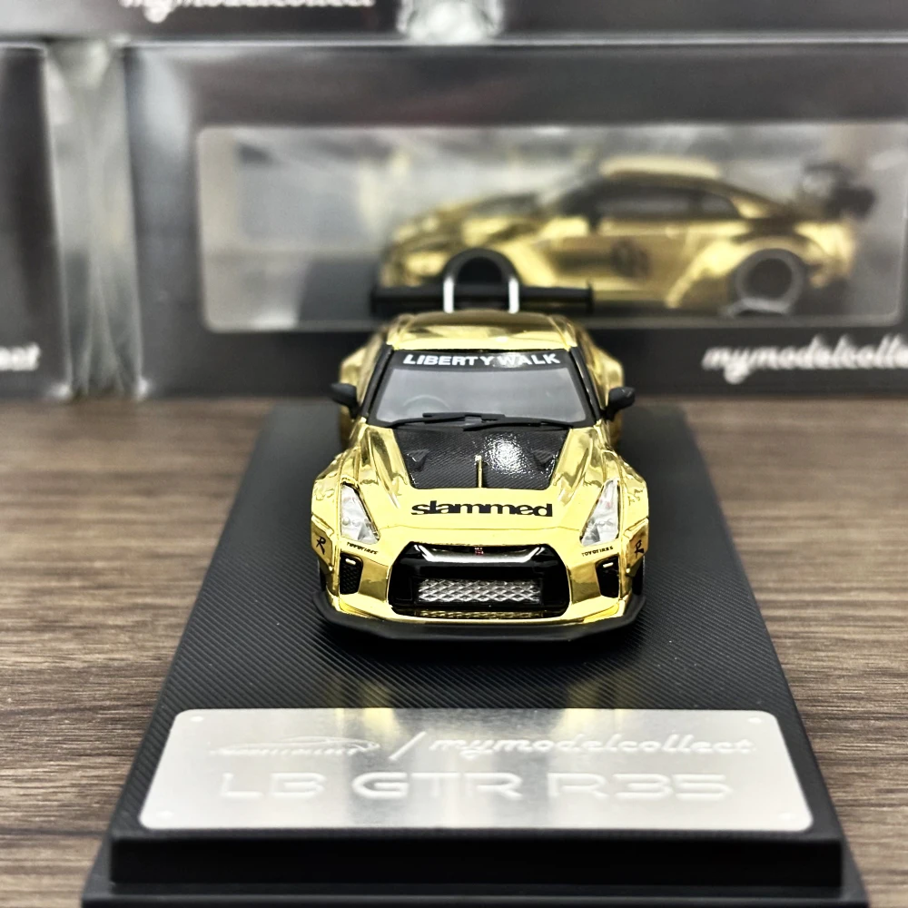 Newly Stocks MC 1:64 Liberty Walk GTR R35 Chrome Gold  Color Diecast Model Car In 2024