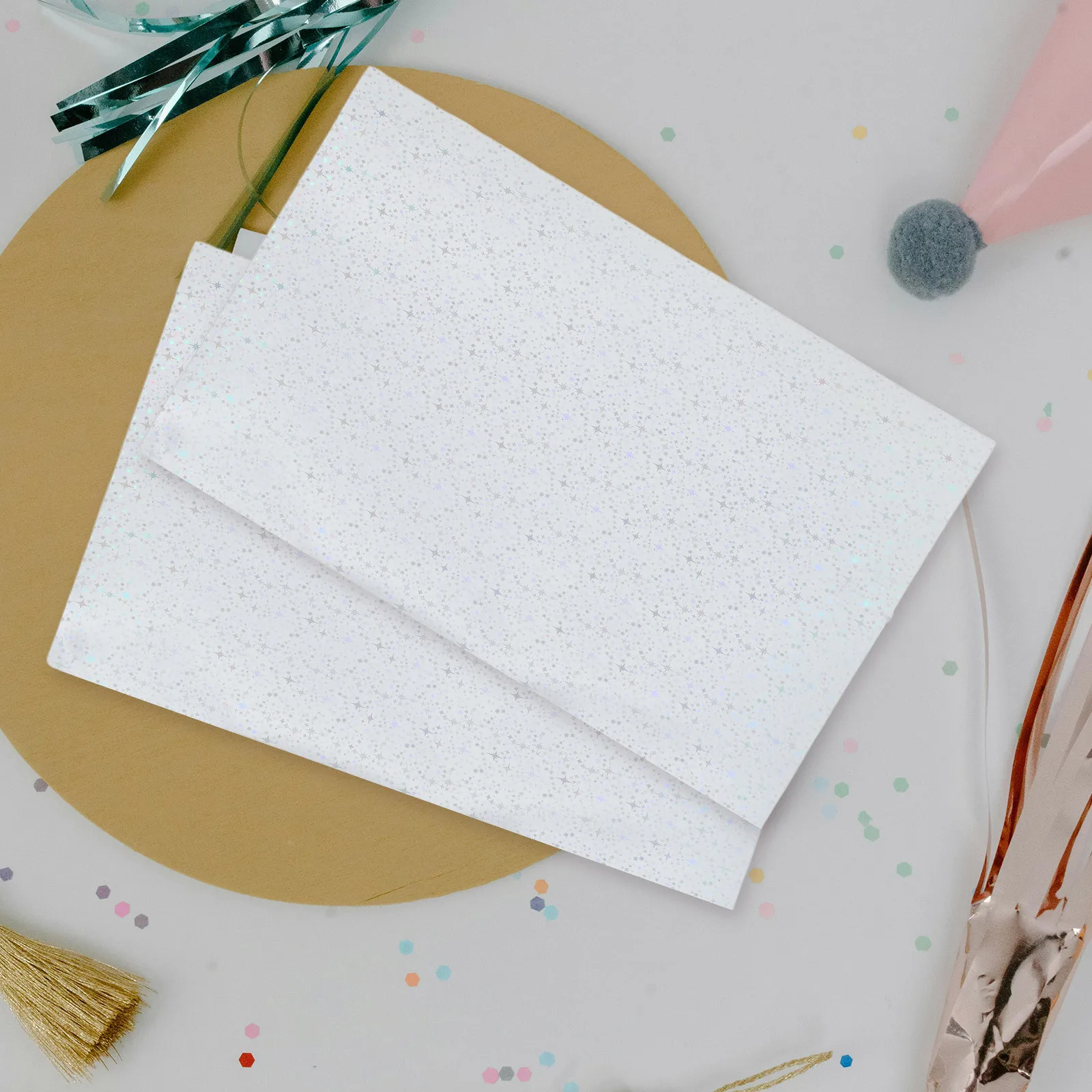 

20Pcs Printable Holographic Paper A4 Size Self Adhesive Metallic Finish for Printer DIY Crafts Wedding Invitations Photo