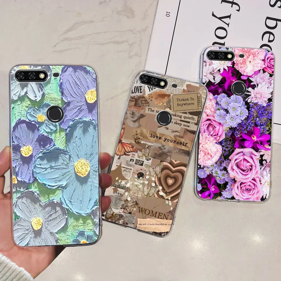 

For Huawei Y7 2018 / Y7 Prime 2018 Phone Case Cartoon Astronaut Cat Dinosaur Bumper Shell Y7Prime 2018 Soft TPU Clear Silicone