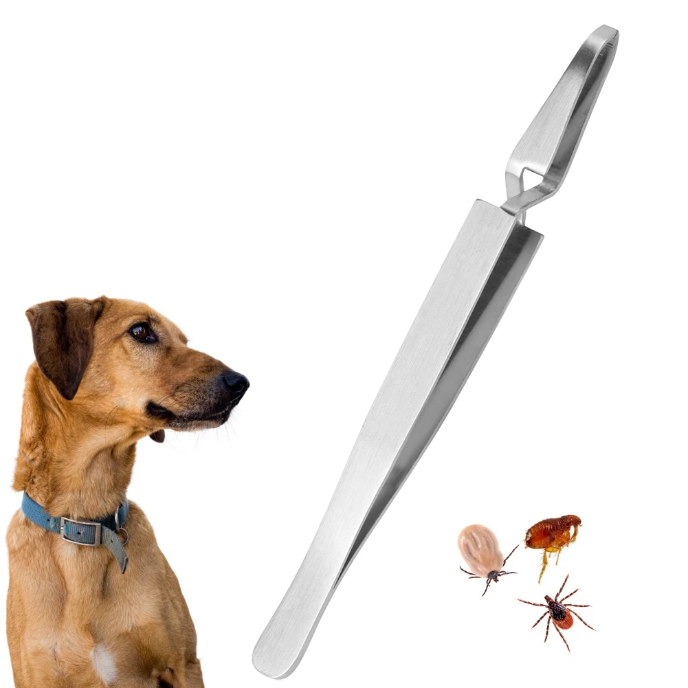 1PC Pet Flea Remover Stainless Steel Tick Removal Tool Flea Treatment Tweezers Hook Professional Tool for Cat Dog Grooming