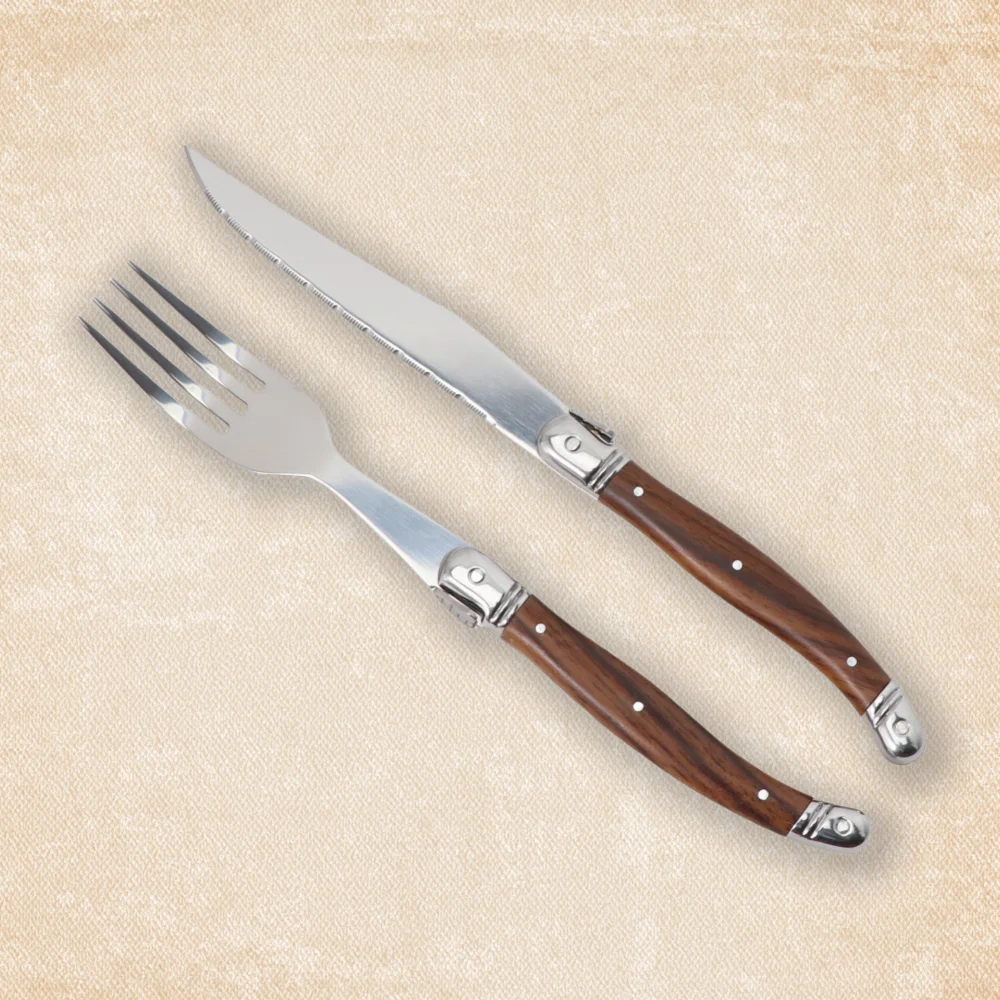 1/4/6/8 P Serrated Steak Knives Set And Fork Set Cutlery Solid Full Tang Steel Table Sharp Handle Cutlery Laguiole Knife Set