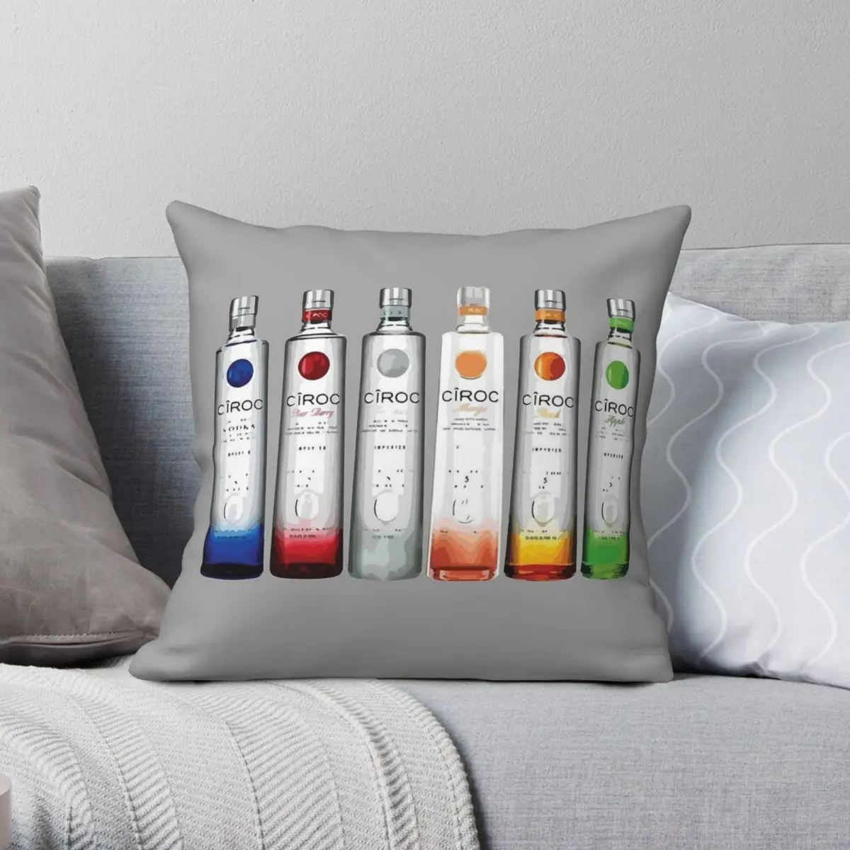 Ciroc Alcohol Vodka Square Pillowcase Polyester Linen Velvet Creative Decorative Throw Pillow Case Home Cushion Cover Wholesale