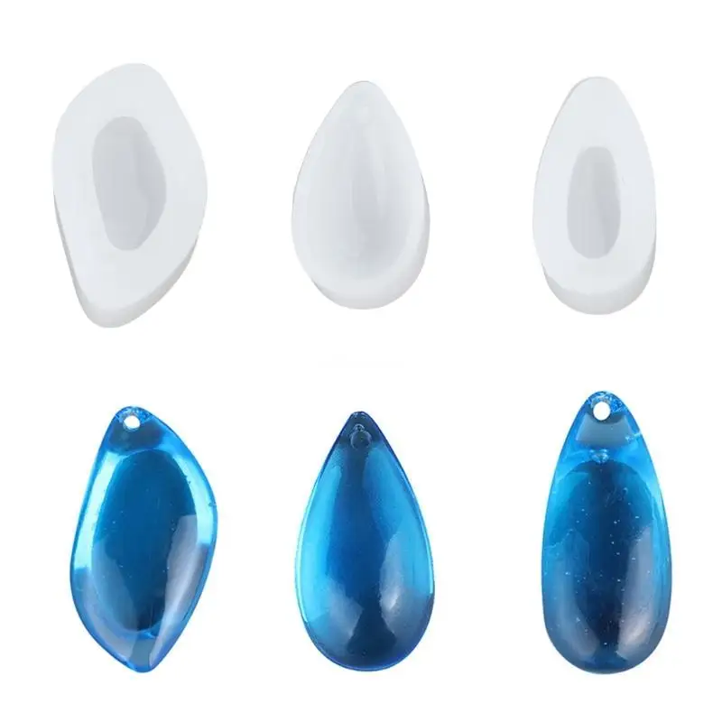 6Pieces Pendant Casting Silicon Mold Water Drop Jewelry Pendant Mold with Hole Dropship