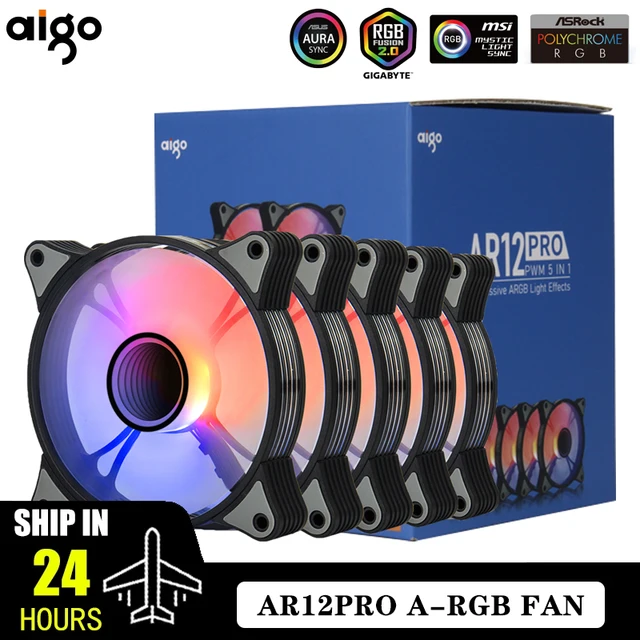 Aigo AR12PRO Wentylator obudowy komputera Ventoinha PC Unlimited Space 120mm RGB Fan 4pin PWM Wentylator chłodzący procesor 3pin5v Argb 12cm Ventilador