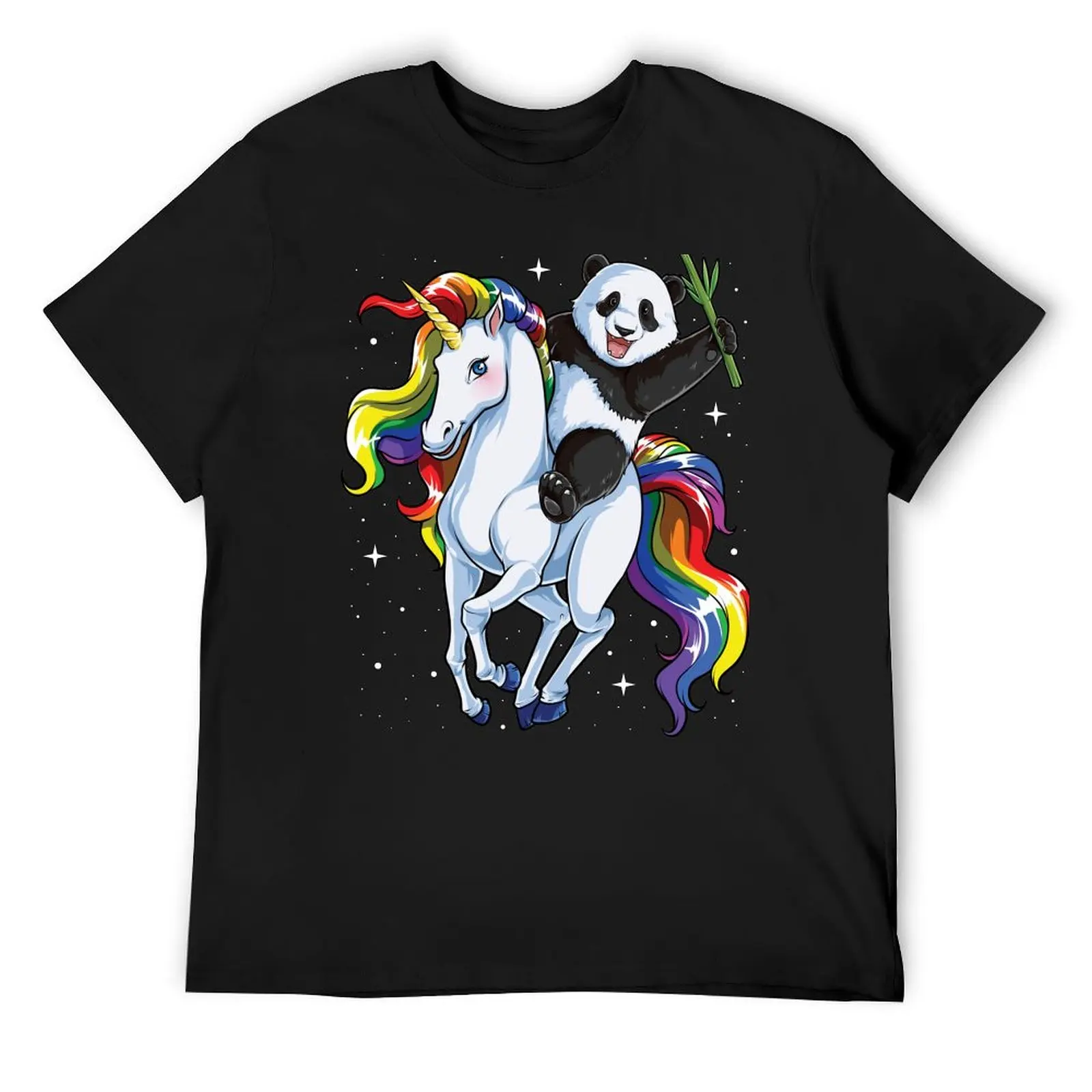 

Panda Riding Unicorn Shirt Funny Meme Rainbow T-Shirt blanks anime tshirt cute tops rapper graphic tees workout shirts for men