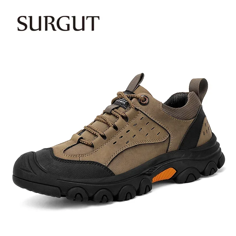 SURGUT 2025 Men Casual Shoes Fashion Comfortable Handmade Anti-Skid Waterproof Lightweight Outdoor Sneakers For Men Size 38-46