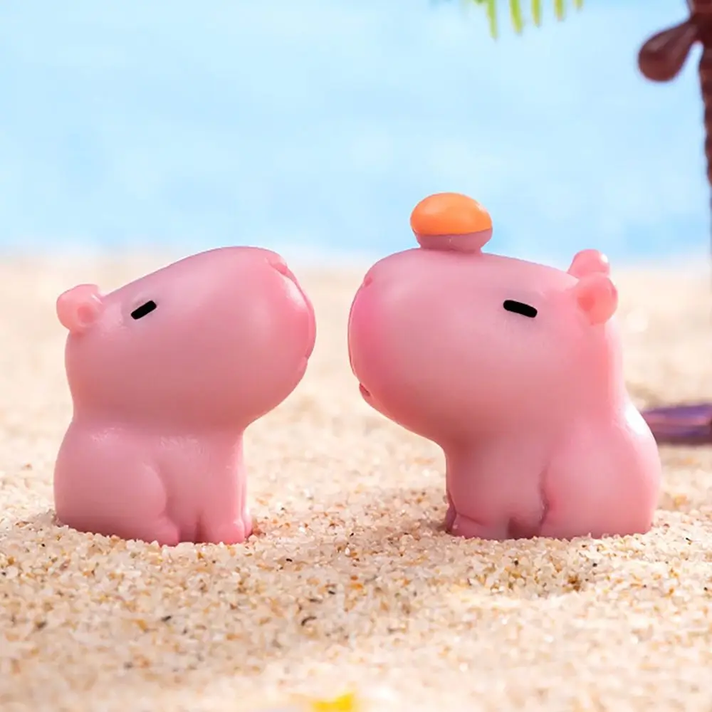 Resin Cartoon Capybara Statue DIY Accessories Miniature Capybara Figurines Fairy Garden Scene Model Mini Animals Figurine