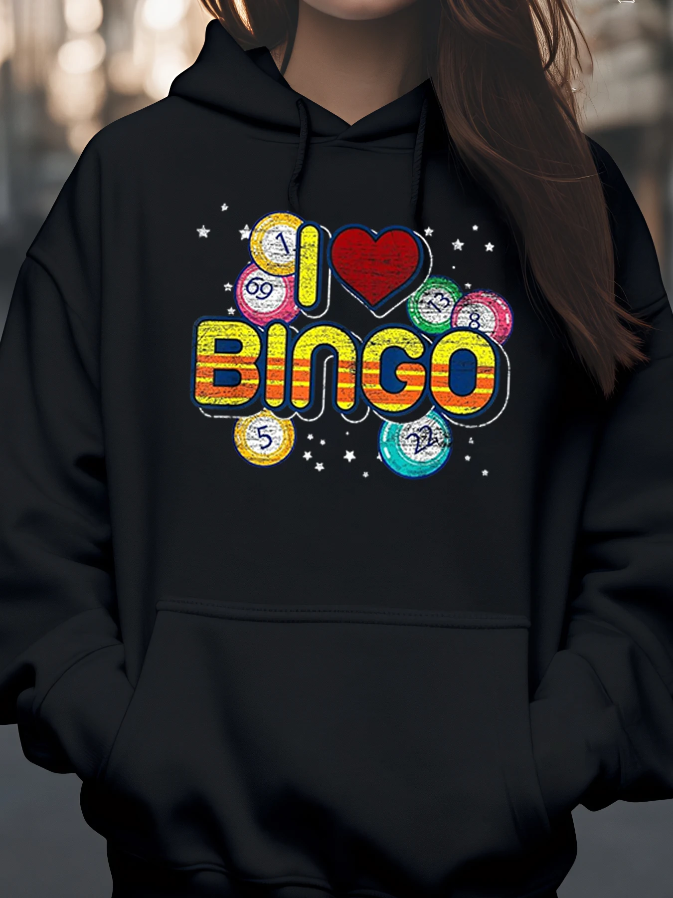 I Love Bingo Casual Hoodie for Game Fans
