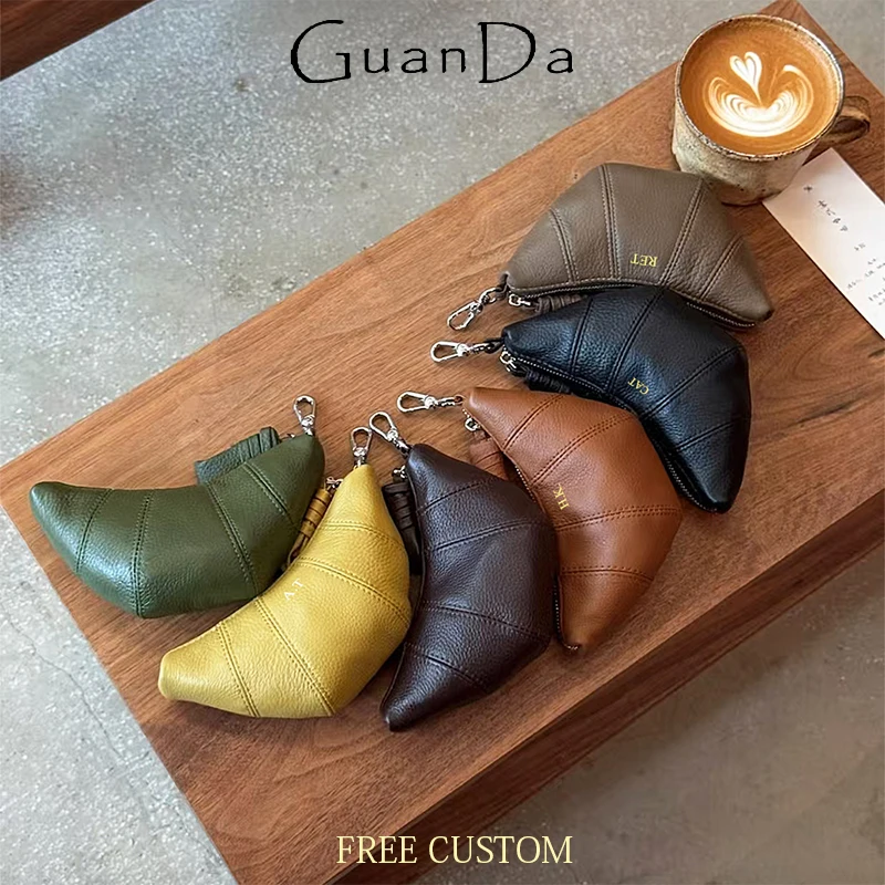 Bolso de Moda para Mujer, Tipo Croissant, Portátil, con Correa, de Piel Vacuna, Casual, con Iniciales Personalizadas, Tipo Dumpling, Monedero, Tarjetero, Porta Llaves