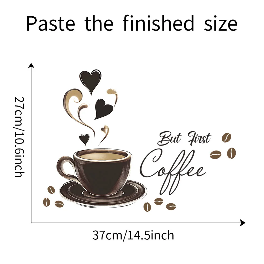 Coffee Cup Sticker 30*20cm Creative Coffee Cup Pattern Wall Stickers Brown DIY Cafe Restaurant Living Room Home Decoration view 5
