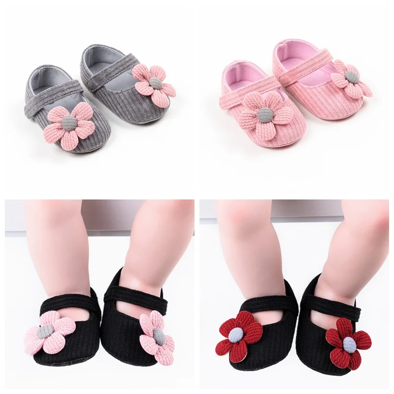 Zapatos de princesa para niñas, zapatos de bebé con lazo de flores, antideslizantes, transpirables, de lona, Shoes1-3 años